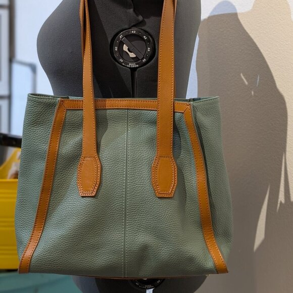 Divina Firenze Handbags - Divina Firenze Purse, Olive Green w/Tan Handles & Accents.  Italian made leather